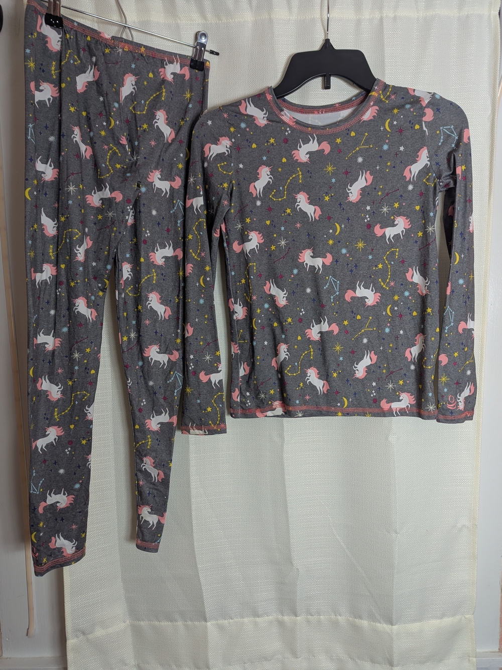 Cuddl Duds Gray and Pink Unicorn Kids Pajama Set